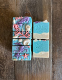 ocean theme soap with sea shells and coral on top